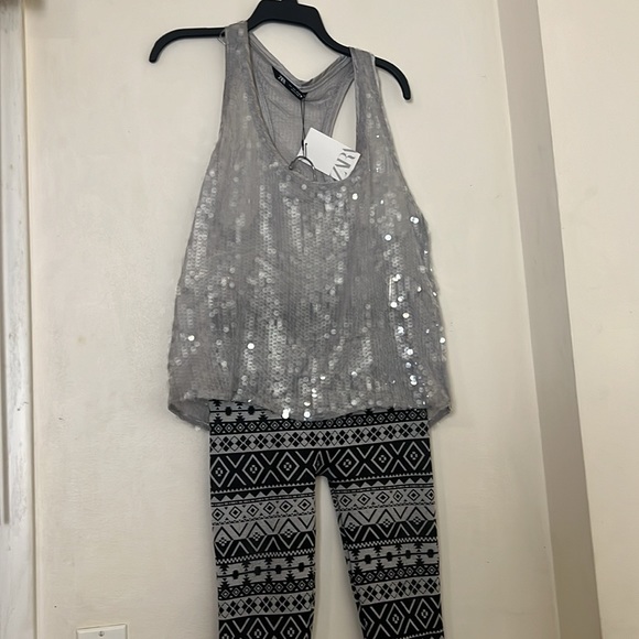 Zara Clear Plastic Sequins Tank Top Gray Sz L NWT - Picture 12 of 16